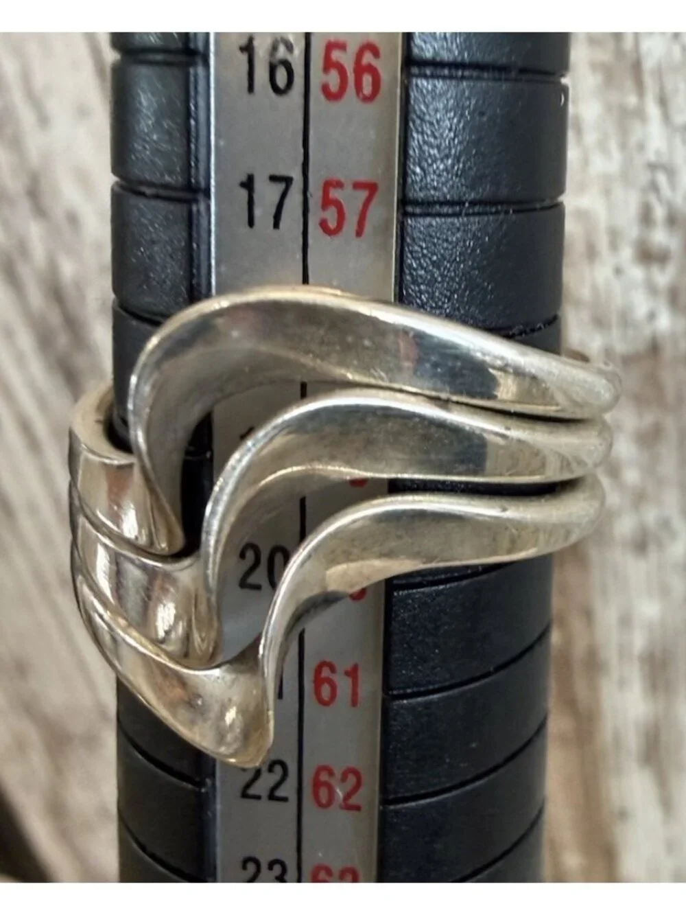 Vintage 925 Sterling Silver Wave Bypass Ring Size 9 Modernist 8 Grams